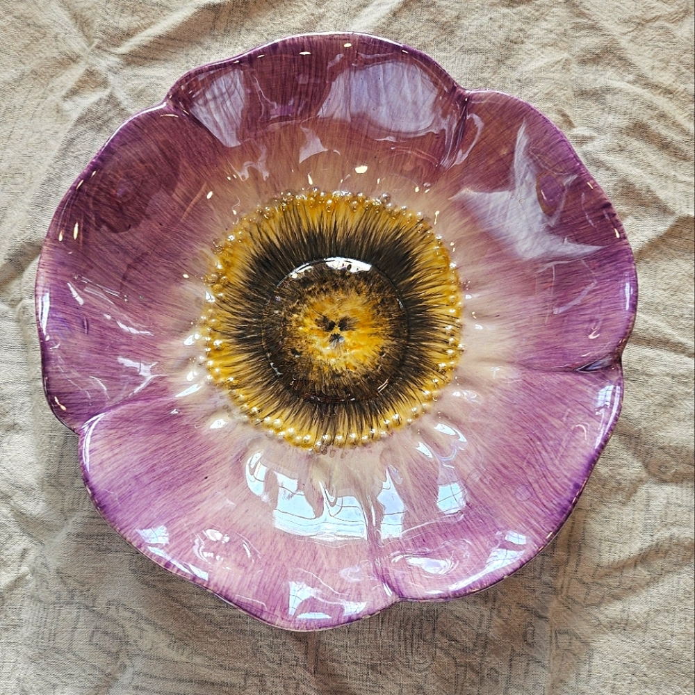 Purple Pansy Dish Plate Trinket Tray